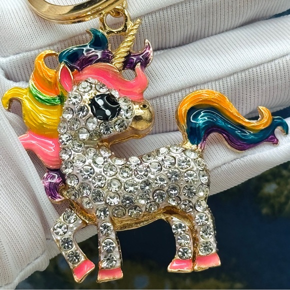 Unicorn Keychain Rhinestone Unicorn Charm Bag Charm Keychain Horse Charm - Picture 8 of 9